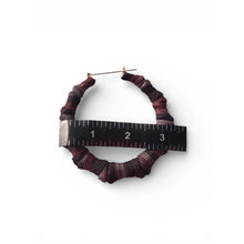 Load image into Gallery viewer, Black and Brown Thread-Wrapped Bamboo Hoop Earrings
