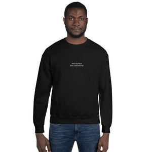 Black Not Perfect But Intentional Embroidered Unisex Sweatshirt