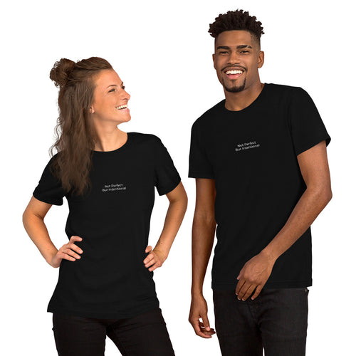 Black Not Perfect But Intentional Embroidered Short-Sleeve Unisex T-Shirt